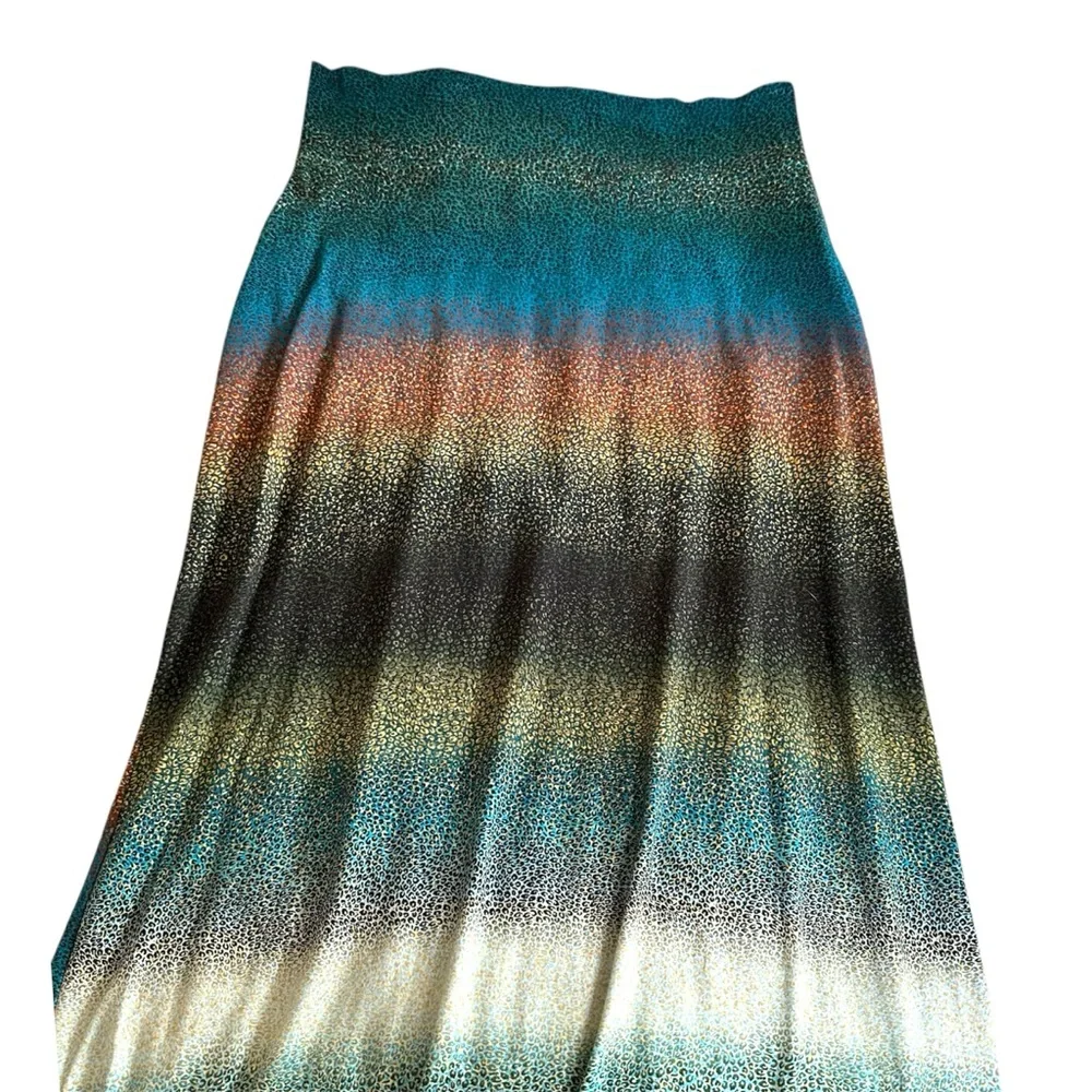 Salaam Made in USA Skirt Gradient Cheetah Print Earthy Tones Womens M - Picture 2 of 7